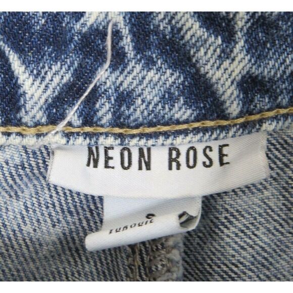 Neon rose acid wash high waist button shorts S - Picture 7 of 7